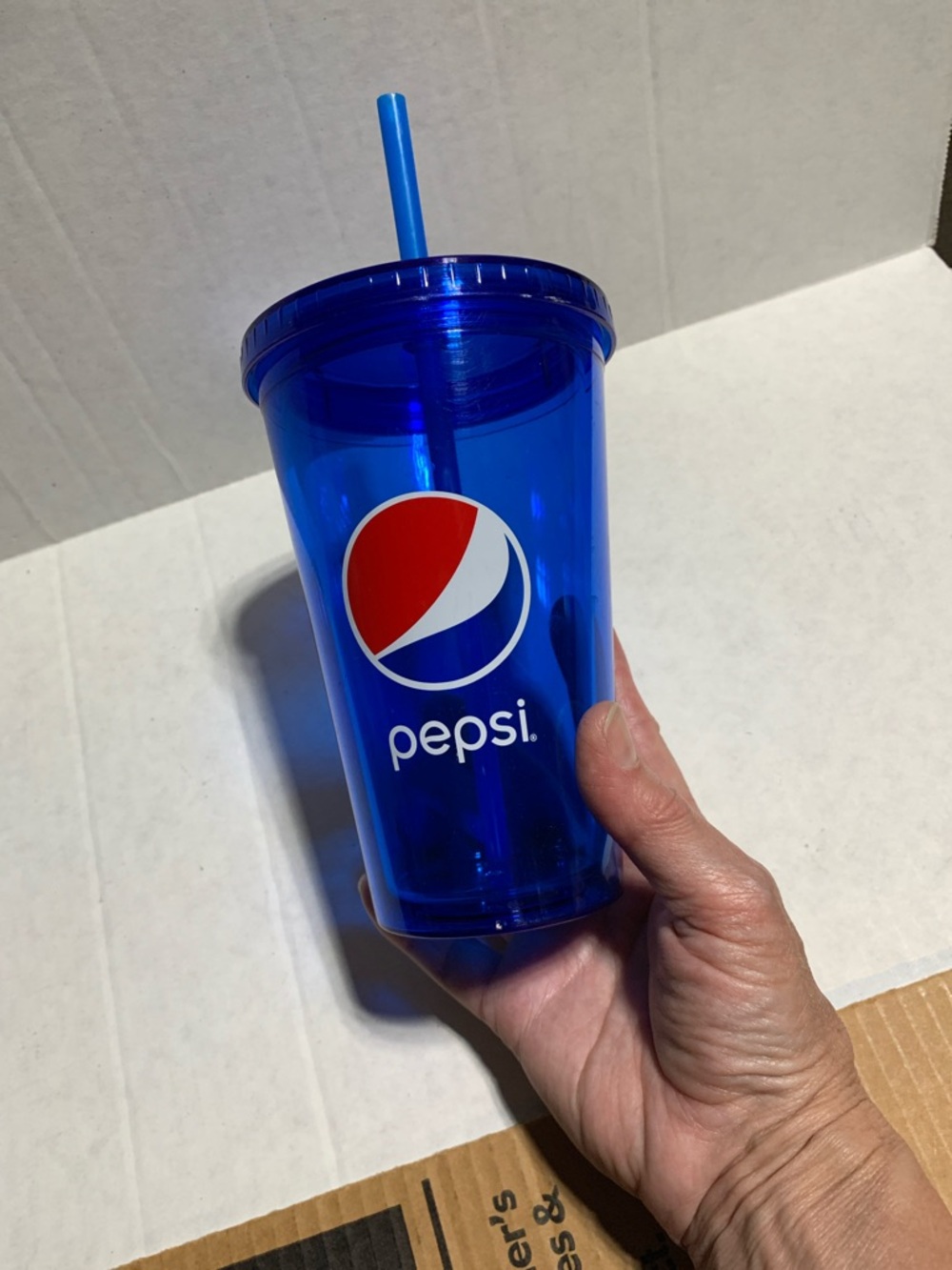 Pepsi Blue Plastic Logo Tumbler with Red, White and Blue Logo